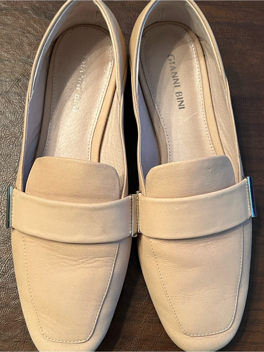 Gianni Bini Beige Leather Loafers